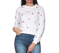 Hailys Damen Sweatshirt Damenpullover Pulli mit Herzen Lo44ra JB-PO2411027 White/Dred Hearts XXL