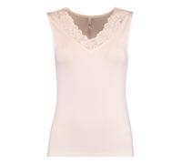 Hailys Damen T-Shirt mit Spitze am V-Ausschnitt, ärmellos, elegant und modisch, Farben:Weiß, Größe:L