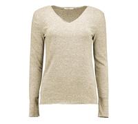 Hailys Damen T-Shirt mit Zebra-Muster und V-Ausschnitt Langarm, Farben:Beige, Größe:M