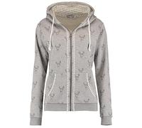 Hailys Damen Trachten Sweatjacke Ha44ni Zip-Hoody Oktoberfest mit Hirsch-Print JIA-2209081madl Grey Marl S