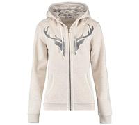 Hailys Damen Trachten Sweatjacke In44erl Zip-Hoody Oktoberfest mit Geweih JIA-2209083madl Beige Marl XS