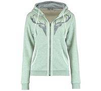 Hailys Damen Trachten Sweatjacke In44erl Zip-Hoody Oktoberfest mit Geweih JIA-2209083madl Light Fern Green Marl S