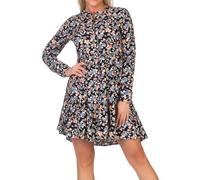 Hailys Damen Viskose Langarm-Kleid La44ura Minikleid mit Blumenprint SN-PO2301016 Black Flower L