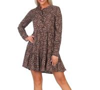 Hailys Damen Viskose Langarm-Kleid La44ura Minikleid mit Leopard-Print SN-PO2301016 Leo XS