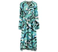 Hailys Damen Viskose Midi-Kleid Camilla Langarm mit Alloverprint MIK-6382A Aqua Div L