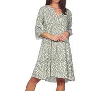 Hailys Damen Viskose Mini Kleid 3/4 Arm leichtes Sommerkleid mit Blätterprint Tunika Ra44nia LA-PO2502035 Offwhite Div XL