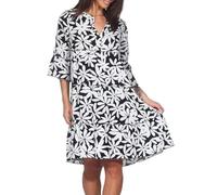 Hailys Damen Viskose Mini Kleid 3/4 Arm leichtes Sommerkleid mit Blumenprint Tunika Ra44nia LA-PO2502035 Black Flower M