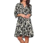 Hailys Damen Viskose Mini Kleid 3/4 Arm leichtes Sommerkleid mit Palmenprint Tunika Ra44nia LA-PO2502035 Beige Div M