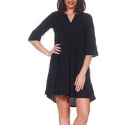 Hailys Damen Viskose Mini Kleid Tunika Lu44ana 3/4-Arm einfarbig WIN-2404070 Black L