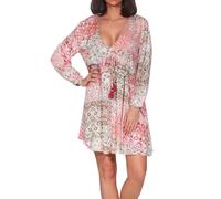 Hailys Damen Viskose Mini Langarm Kleid Tunika Ni44cole mit Alloverprint Ebb-2404064-C Offwhite Div (7584) M