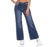 Hailys Damen Wide Leg Jeans Hose 7/8 Ju44lina Jeanshose mit weitem Bein KAX-PO2303049-A Dblue XXL
