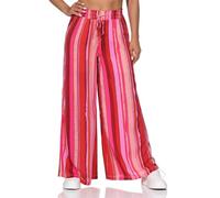 Hailys Damen Wide Leg Viskose Stoffhose Lange Sommerhose mit Buntem Streifen-Muster Hi44lla MUT-PO2502160 Pink Berry Stripe (8295) XS