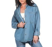 Hailys LS C BL De44mina Frauen Langarmhemd blau M-L 65% Baumwolle, 35% Polyester Basics, Streetwear