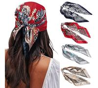 HAIMEIKANG Satinkopftücher, quadratisch, seidiges Gefühl, Haarschal, 4 Stück, 60 cm, Kopftuch für Frauen, Seidenhaarbandanas, Mix #1, Einheitsgröße