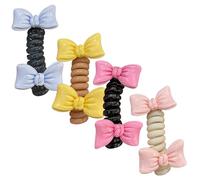 Hair Coils, 4-Piece Phone Cord Hair Ties, No-Damage Spiral Ponytail Holders, Hairs Accessories, Stretchable Bands, for Teens, Travel, Workout, Dance, Commuting, Daily Styling