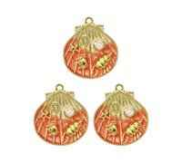 HAISENG 3 x Strand-Halskettenanhänger, lebendige Muscheln, Charm, Edelstahl, Bastelkomponenten, Ozeanik-Thema, Halsketten-Anhänger, Einheitsgröße, Wie beschrieben, Wie beschrieben