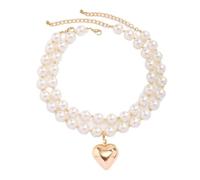HAISENG Big Imitation Perle Perlen Schichtkragen Kette Herz Anhänger Halskette Für Frauen Trendy Hochzeit Halshain Juwely Geschenk Herz Halskette Für Mädchen
