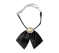 HAISENG Elegante Perlen, verstellbare Schleifen, Krawatte für Frauen und Mädchen, vorgebundene Krawatte mit Gummiband für Schuluniformen und Veranstaltungen, Damenschleifen, Schwarz , One size