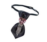 HAISENG Elegante Strass-Herz-Quasten, vorgebundene Krawatte für Damen, adrette, modische verstellbare Riemchen, Krawatte, Halskette, verstellbare Krawatte, Schwarz , One size