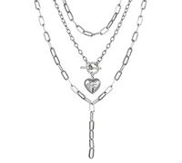 HAISENG Gothic Punk Kette Multi Layered Halskette Für Frauen Mädchen Herzförmige Hip Hop Metal Choker Pullover Kleid Schmuckkostüm Schmuck Für Frauen Halsketten