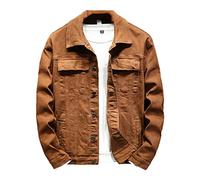 Haitpant Frühling Herbst Herren Braun Jeansjacke Stretch Slim Jeansjacke Herrenbekleidung, gelb, XL