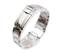 HAJMGUMC 20mm 21mm Armband Fit for Rolex SUBMARINER DAYTONA Faltschließe Uhrenarmband 904L Edelstahl Uhrenarmband Zubehör(Bright silver,21mm)