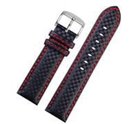 HAJMGUMC Carbon Fiber Pattern Leder Uhrenarmband Herren Accessoires 20mm 21mm 22mm 23mm Schwarz Rot Armband Armband Armband(Red line silver,21mm)
