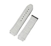HAJMGUMC Echtes Lederarmband passend Fit For Hublot Big Bang Serie Herren Damen Gummileder Sportuhr Armband 19X25mm Uhrenzubehör(Grey)