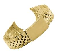 HAJMGUMC Massives 316L-Edelstahl-Uhrenarmband, 13 mm, 17 mm, 18 mm, 19 mm, 20 mm, 21 mm, 22 mm, gebogenes Ende, klassisches Metall-Uhrenarmband(Gold,22mm)