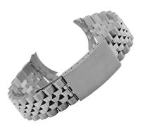 HAJMGUMC Massives 316L-Edelstahl-Uhrenarmband, 13 mm, 17 mm, 18 mm, 19 mm, 20 mm, 21 mm, 22 mm, gebogenes Ende, klassisches Metall-Uhrenarmband(Silver,19mm)