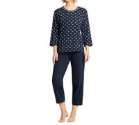 hajo Damen 7/8 Schlafanzug, Premium Cotton, Marine, 40/42