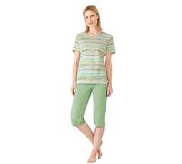 hajo Damen Capri-Schlafanzug, Klima-Komfort Multicolor 48/50