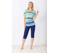 hajo Damen Capri-Schlafanzug, Klima-Soft Indigo 40/42