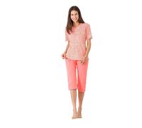 hajo Damen Capri-Schlafanzug, Premium Cotton Mandarine 44/46