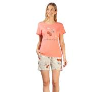 Hajo Damen Schlafanzug Shorty Baumwolle Modal Coral Hellgrün Kirsche Größe 36/38