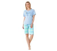 hajo Damen Shorty-Schlafanzug, Premium Cotton hellblau 36/38