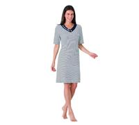 hajo Damen Sleepshirt, Premium Cotton Marine/weiß 36/38