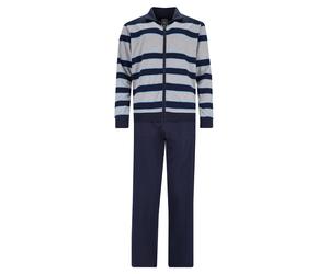 hajo Herren Hausanzug, 2-tlg. Set - Klima-Komfort, Jacke und Hose, Cotton-Mix Blau 3XL
