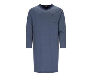hajo Herren Nachthemd, lang - Premium Cotton, Allover Print, V-Ausschnitt Blau 4XL
