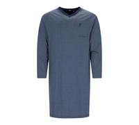 hajo Herren Nachthemd, lang - Premium Cotton, Allover Print, V-Ausschnitt Blau S