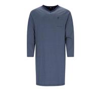 hajo Herren Nachthemd, lang - Premium Cotton, Allover Print, V-Ausschnitt Blau / S S Blau