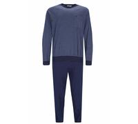 hajo Herren Schlafanzug 2-tlg. Set - lang, Bündchen, Rundhals, Premium Cotton Blau XL