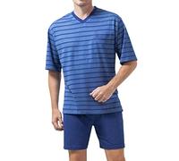 hajo Herren Schlafanzug kurz - Klima Komfort - mit V-Ausschnitt, Ozean (681), 54 (XL)