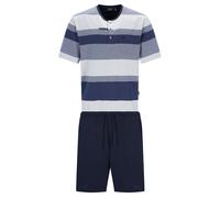 hajo Herren Schlafanzug, kurz - Klima-Komfort, Pyjama, Rundhals, Shorty, Baumwoll-Mix Blau/Grau / 2XL XXL Mehrfarbig