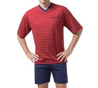hajo Herren Schlafanzug kurz - Klima Light - mit V-Ausschnitt, rot (300), 54 (XL)