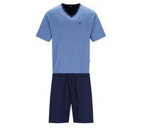 hajo Herren Schlafanzug, kurz - Klima-Light, Pyjama, Shorty, Baumwoll-Mix Blau 4XL