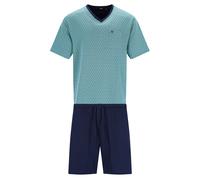 hajo Herren Schlafanzug, kurz - Klima-Light, Pyjama, Shorty, Baumwoll-Mix Hellblau / M M Mehrfarbig