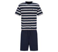 hajo Herren Schlafanzug, kurz - Klima-Light, Rundhals, Pyjama, Shorty, Baumwoll-Mix Blau/Grau / 3XL XXXL Mehrfarbig