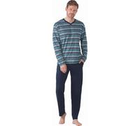 hajo Herren Schlafanzug mit Bündchen, Premium Cotten, Marine, 56