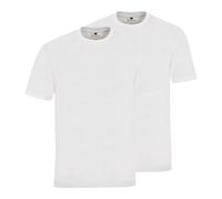 Hajo Herren T-Shirt, 2er Pack - Basic, Kurzarm, Rundhals-Ausschnitt, Baumwolle, uni, weiß, L Weiß